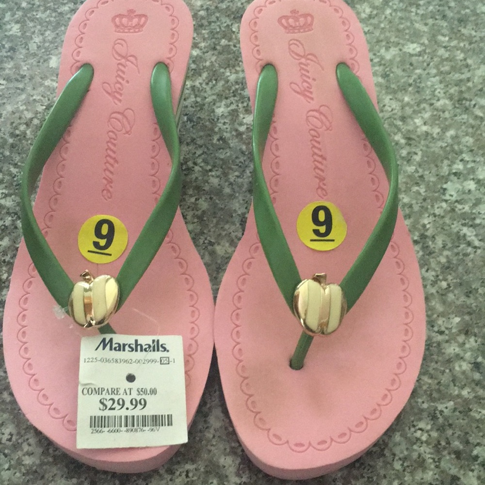 Green Juicy Couture flip-flops